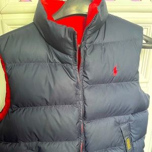 Boy or Girl… Reversible Bleeker Vest.. Red on one side.. with yellow patch.